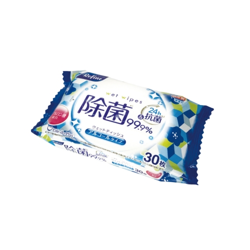 ノベルティ：リファイン24h抗菌アルコールおでかけウェットティッシュ30枚1P
